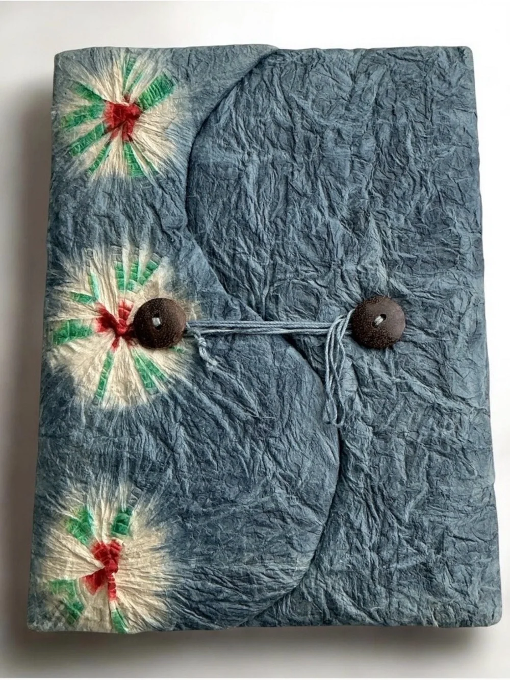 Handmade Tie Dye Lokta Paper Notebook with 2 Butterfly Design Pens Nepal Artis